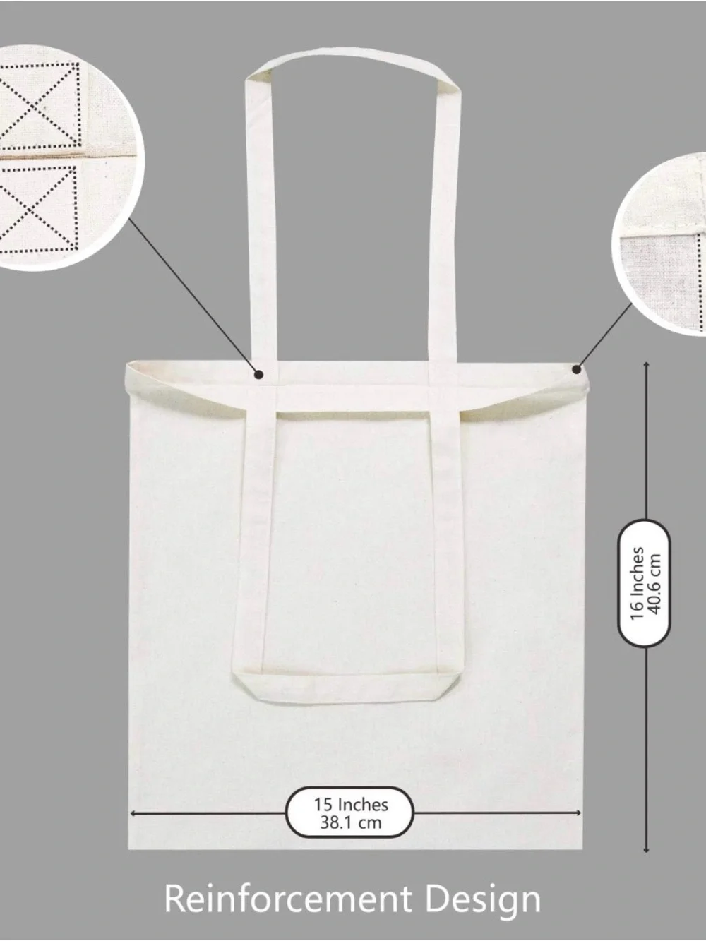 Lot of 6 Blank Cream Cotton Tote Bags - Plain Canvas Carryall Handles Bulk Craft